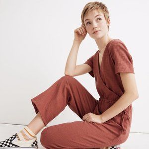 Madewell Texture & Thread Short Sleeve Wrap Jumpsuit, size XXS